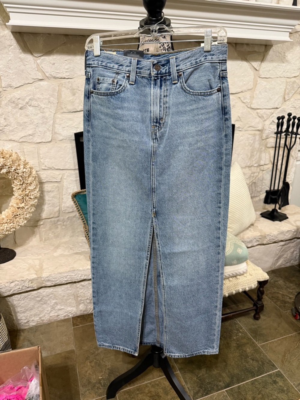 Signature by Levi Strauss Light Blue Denim Skirt with Front Slit